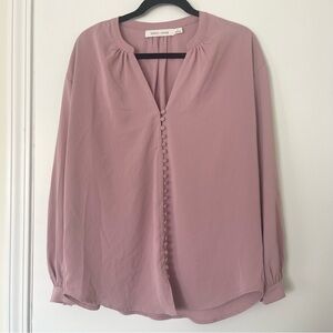 NWOT Bishop + Young Mauve Blush Button Loop Long Sleeve‎ Blouse Size Small